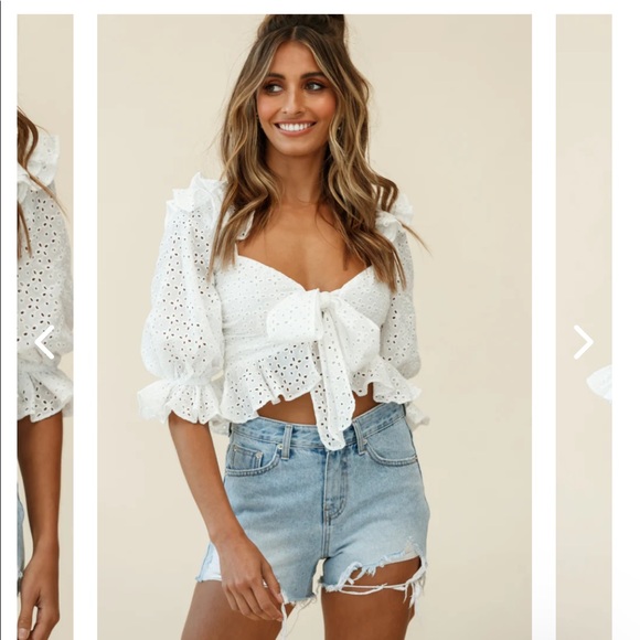 Selfie Leslie Tops - NWT Selfie Leslie Puff Sleeve Eyelet Top